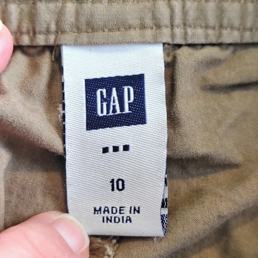 Gap Womens Tan Khaki Cotton Cargo Capri Pants Ruched Tie Hem Size 10